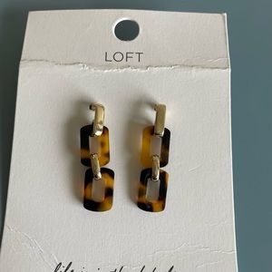 Loft tortoise shell earrings with gold tone hardware.